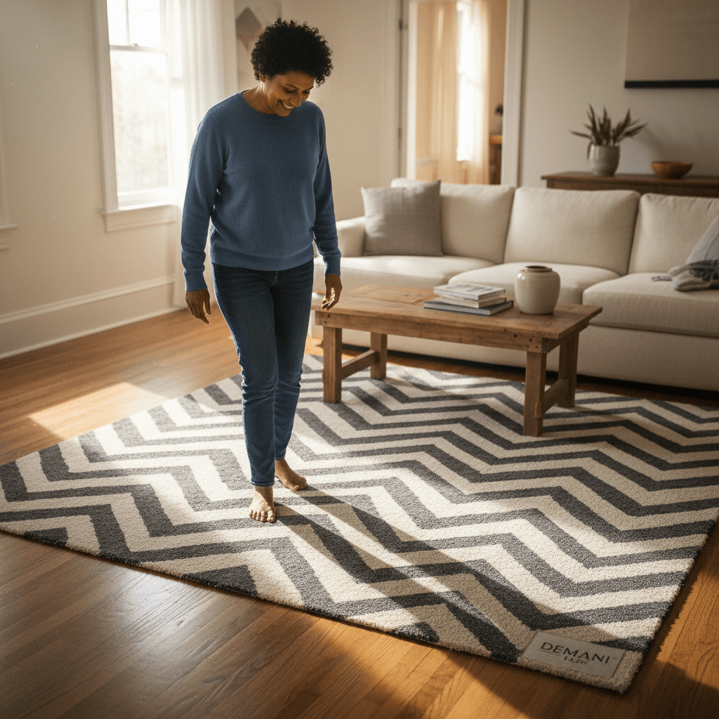 Customer in Moorhead home with newly installed Demani rug