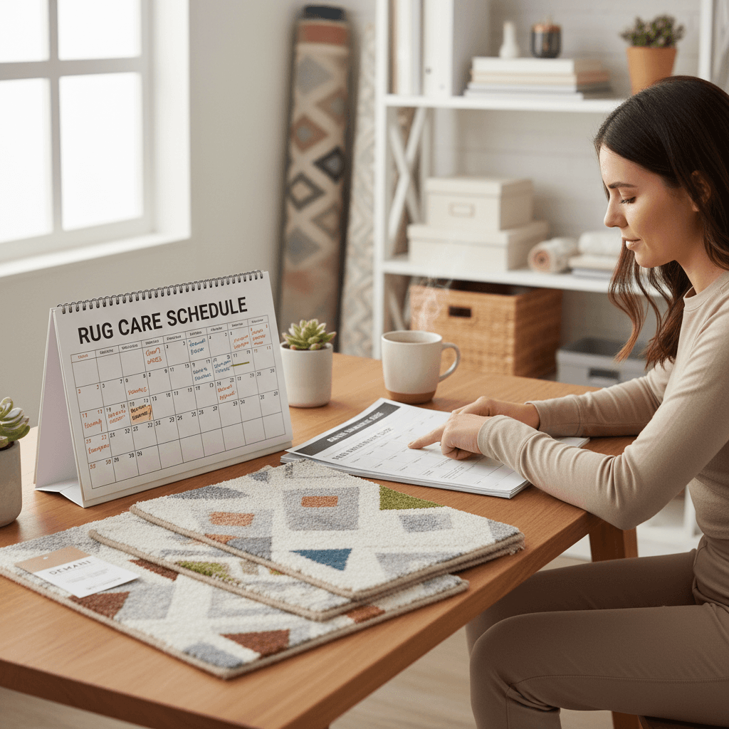 Professional planning and scheduling of regular rug maintenance and care program