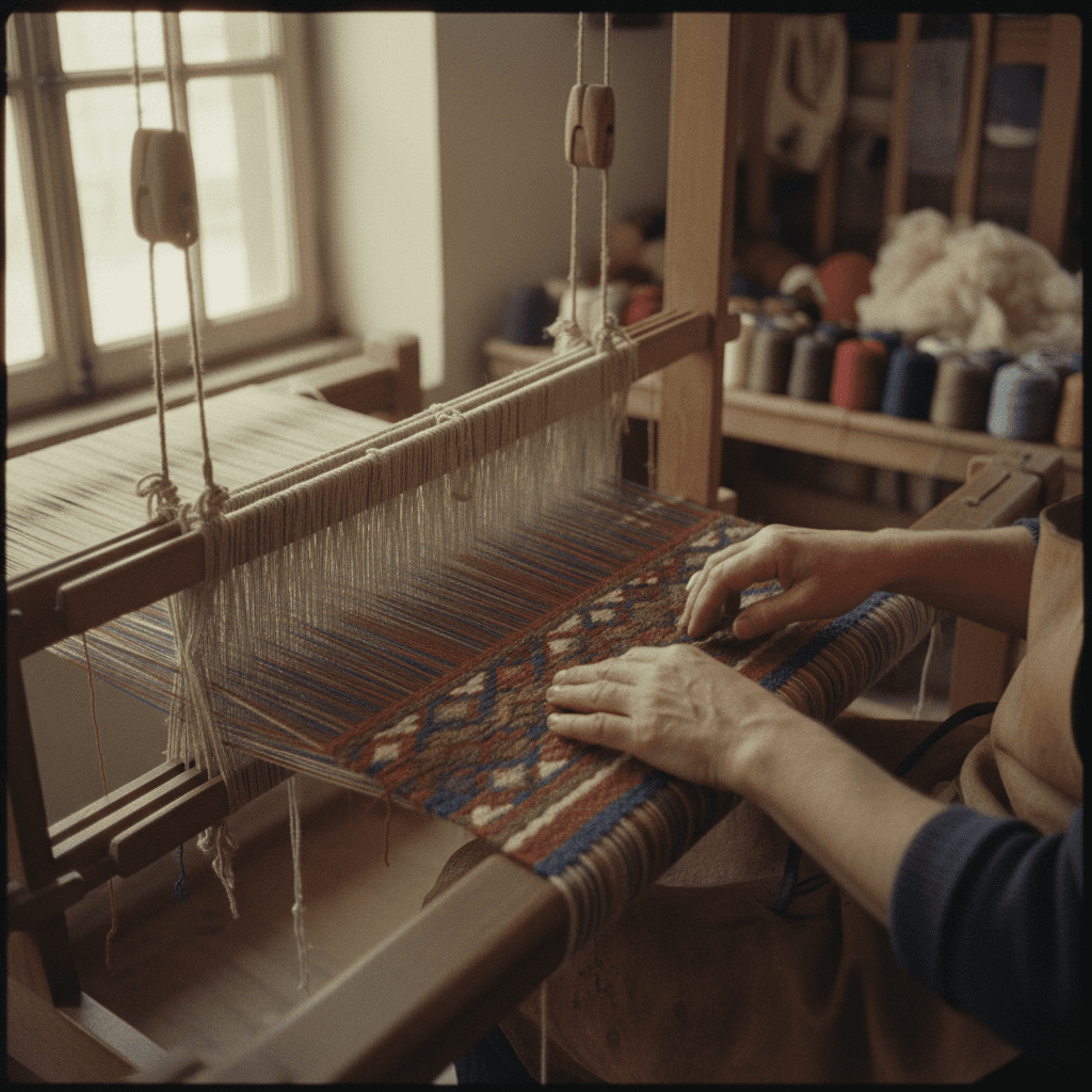 Hand-looming rug craftsmanship