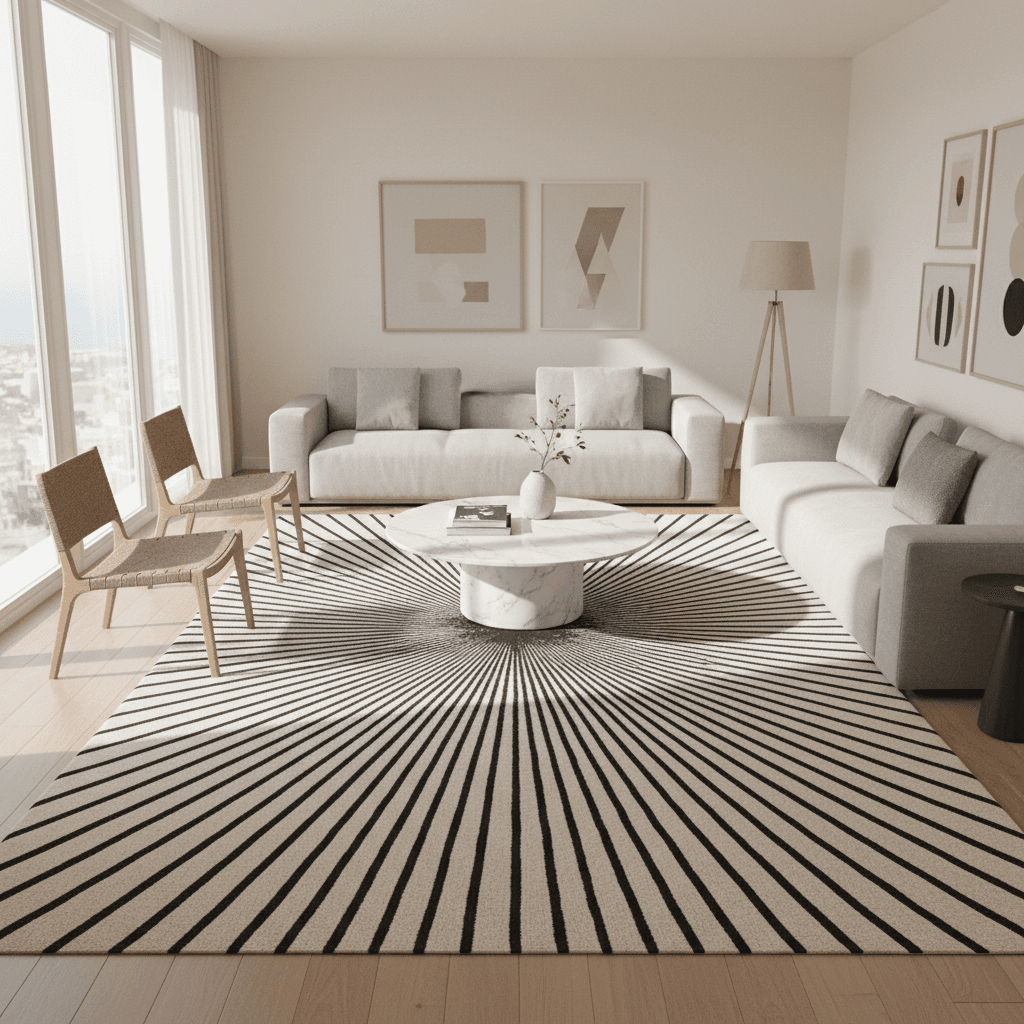 Demani rug with classic chevron pattern in modern living room