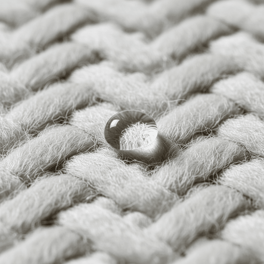 Water droplet on wool fiber