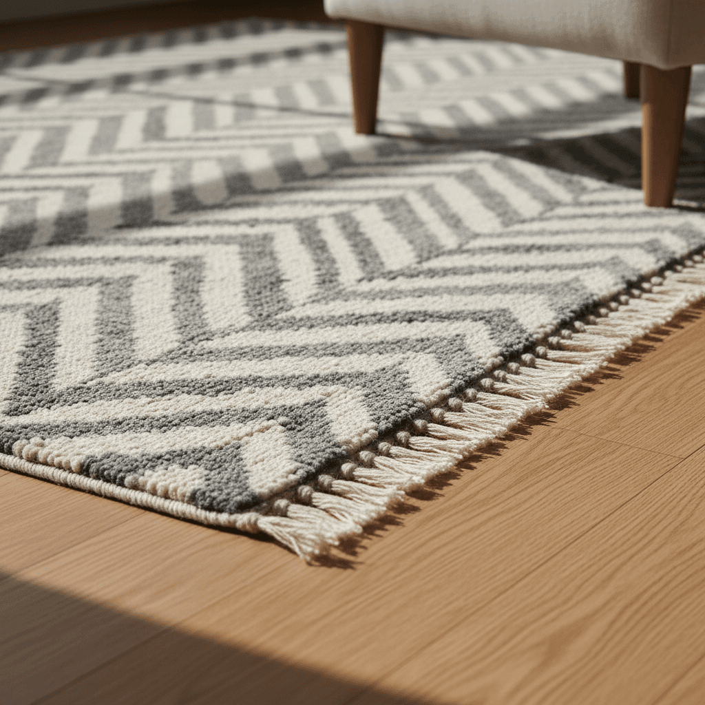 Demani rug edge detail showing finished craftsmanship